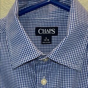 Chaps Navy and White Gingham Men's Shirt